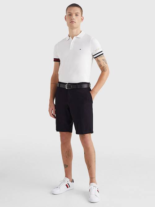 White Tommy Hilfiger Icons Flag Slim Fit Men's Polo Shirts | TH876DNA