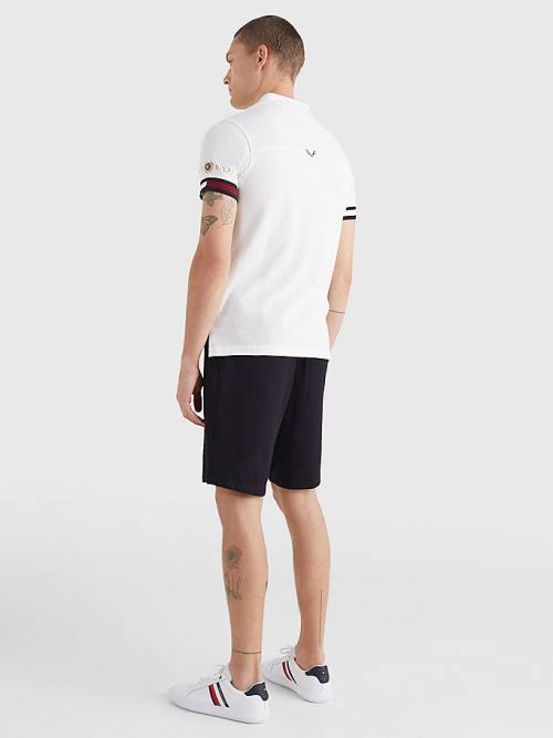 White Tommy Hilfiger Icons Flag Slim Fit Men's Polo Shirts | TH876DNA