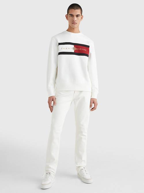 White Tommy Hilfiger Icons Logo Crew Neck Men's Sweatshirts | TH932LND