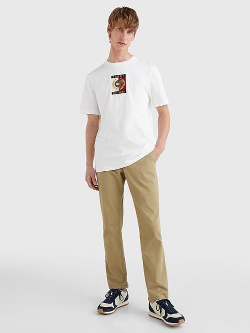 White Tommy Hilfiger Icons Logo Men's T Shirts | TH987CQU