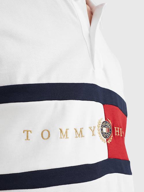 White Tommy Hilfiger Icons Logo Regular Fit Men's Polo Shirts | TH238EMU