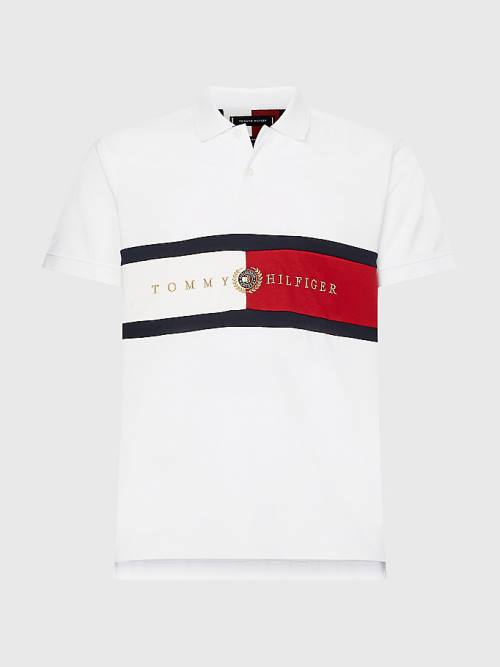 White Tommy Hilfiger Icons Logo Regular Fit Men's Polo Shirts | TH238EMU