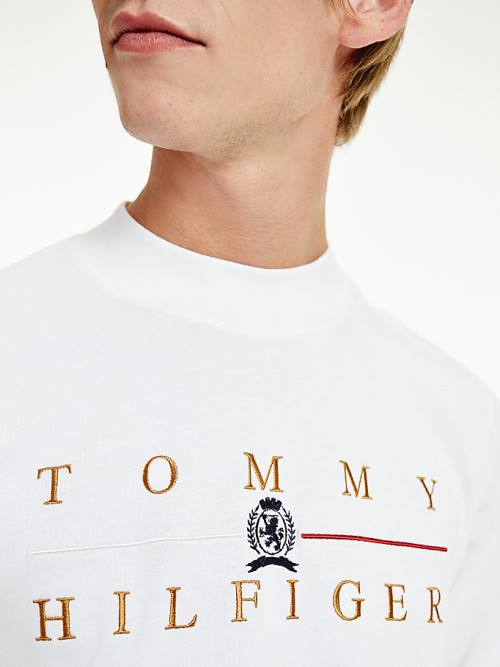 White Tommy Hilfiger Icons Mock Turtleneck Long Sleeve Men's T Shirts | TH435IEU