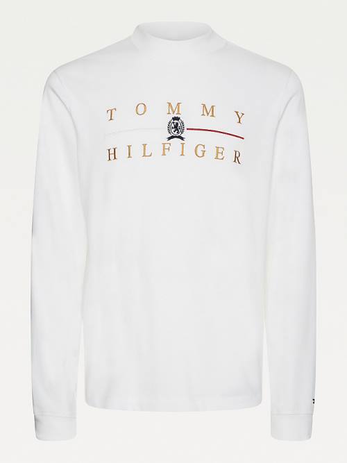 White Tommy Hilfiger Icons Mock Turtleneck Long Sleeve Men's T Shirts | TH435IEU