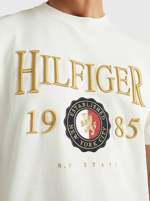 White Tommy Hilfiger Icons Relaxed Fit Men's T Shirts | TH915NPF