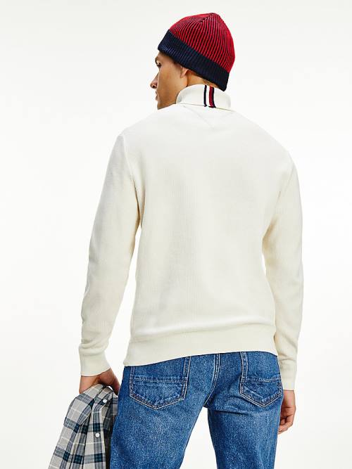 White Tommy Hilfiger Icons TH Flex Roll Neck Jumper Men's Sweaters | TH635GEH