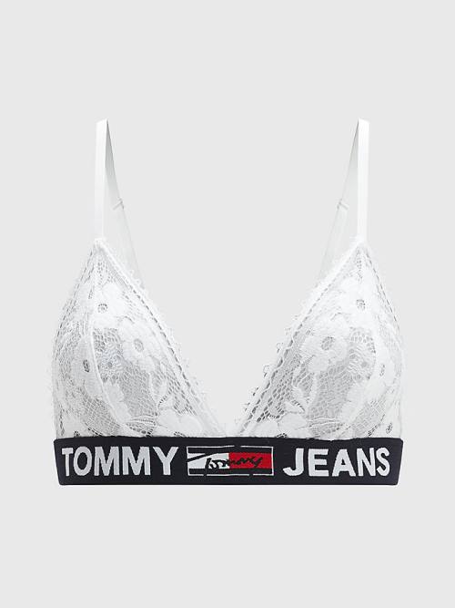 White Tommy Hilfiger Lace Unlined Triangle Bra Women's Underwear | TH538RFB