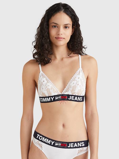 White Tommy Hilfiger Lace Unlined Triangle Bra Women\'s Underwear | TH538RFB