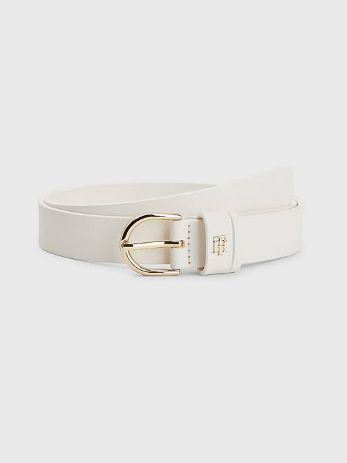 White Tommy Hilfiger Leather Monogram Women\'s Belts | TH241QJX