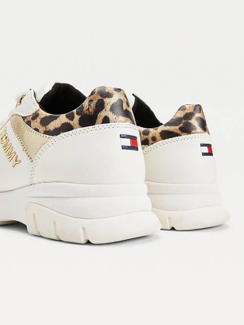 White Tommy Hilfiger Leopard Panel Low-Top Girls' Sneakers | TH520IJB