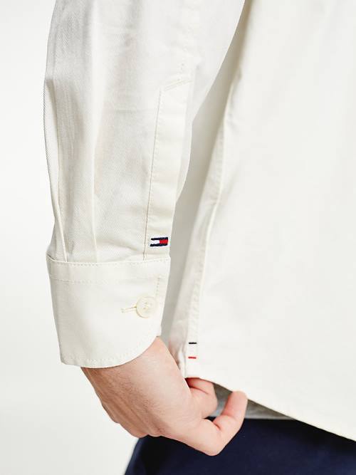 White Tommy Hilfiger Lightweight Twill Regular Fit Overshirt Men's Shirts | TH875WNZ