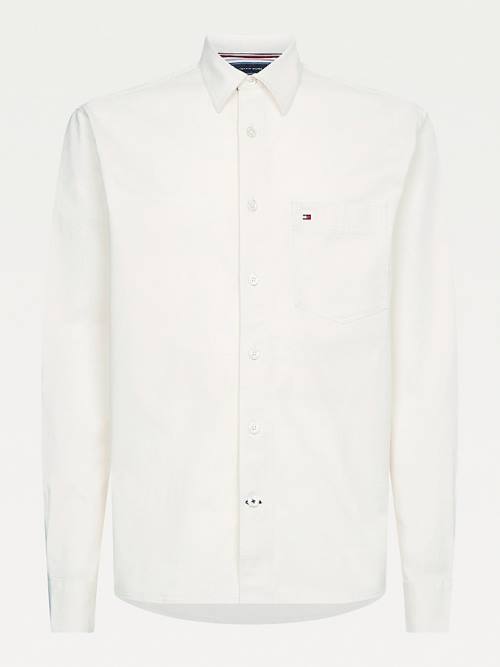 White Tommy Hilfiger Lightweight Twill Regular Fit Overshirt Men\'s Shirts | TH875WNZ