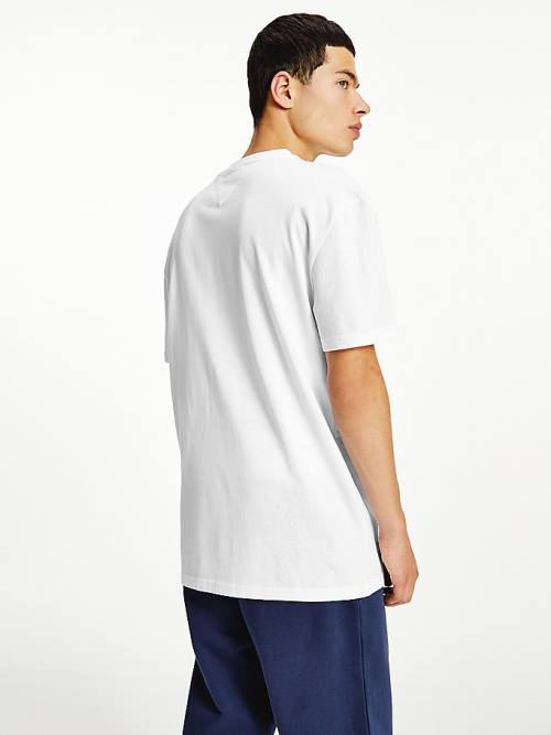 White Tommy Hilfiger Logo Crew Neck Men's T Shirts | TH984JUK