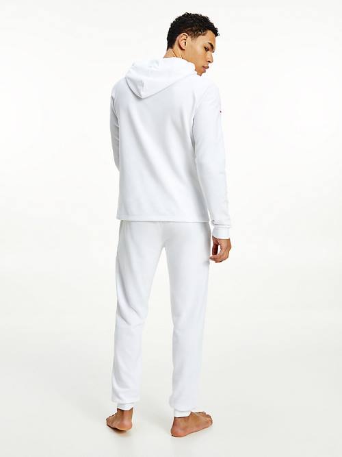 White Tommy Hilfiger Logo Embroidery Joggers Men's Pyjamas | TH098NFK