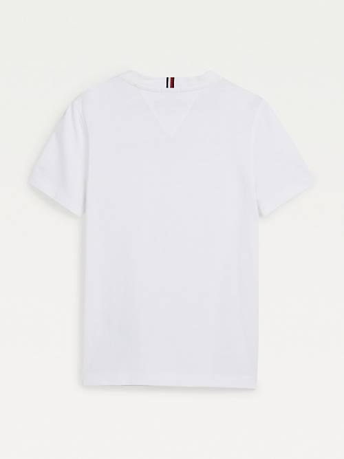 White Tommy Hilfiger Logo Embroidery Organic Cotton Boys' T Shirts | TH910TLE