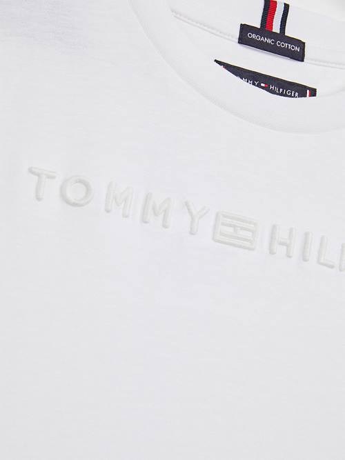 White Tommy Hilfiger Logo Embroidery Organic Cotton Boys' T Shirts | TH910TLE