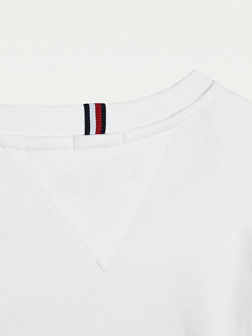 White Tommy Hilfiger Logo Long Sleeve Organic Cotton Boys' T Shirts | TH673AWC