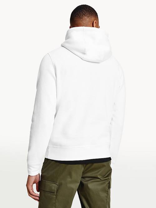 White Tommy Hilfiger Logo Men's Hoodie | TH615JEG