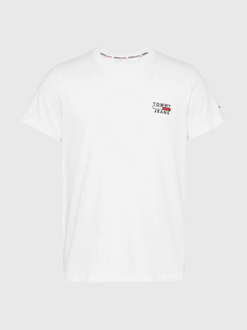 White Tommy Hilfiger Logo Organic Cotton Slim Fit Men's T Shirts | TH647GZA