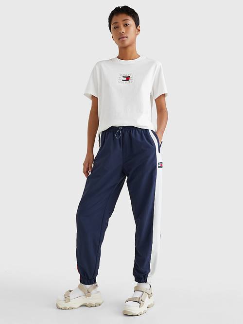 White Tommy Hilfiger Logo Relaxed Fit Women's T Shirts | TH123TAB