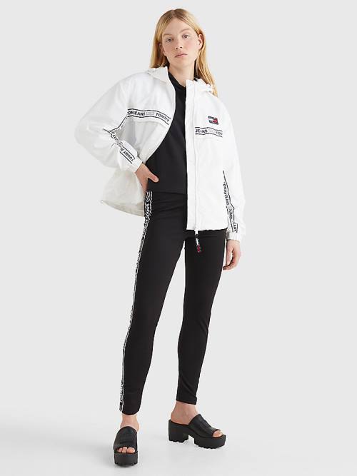 White Tommy Hilfiger Logo Tape Chicago Windbreaker Women's Jackets | TH593HPG