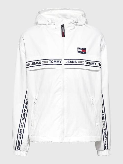 White Tommy Hilfiger Logo Tape Chicago Windbreaker Women's Jackets | TH593HPG