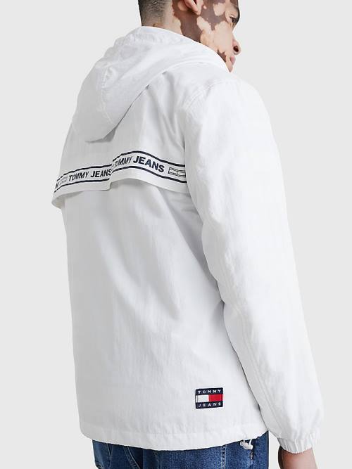 White Tommy Hilfiger Logo Tape Chicago Windbreaker Men's Jackets | TH807TID