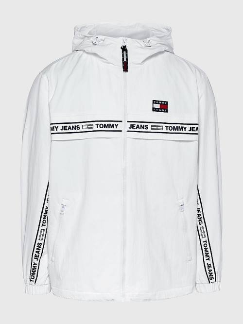 White Tommy Hilfiger Logo Tape Chicago Windbreaker Men's Jackets | TH807TID