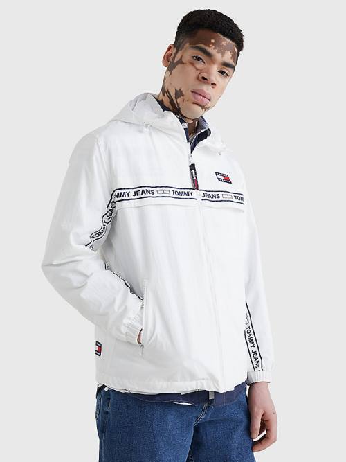 White Tommy Hilfiger Logo Tape Chicago Windbreaker Men\'s Jackets | TH807TID