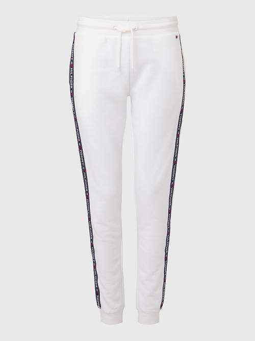 White Tommy Hilfiger Logo Tape Joggers Women's Pants | TH049PIR