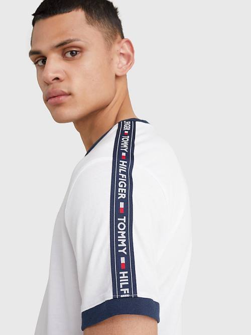 White Tommy Hilfiger Logo Tape Men's Pyjamas | TH891DET