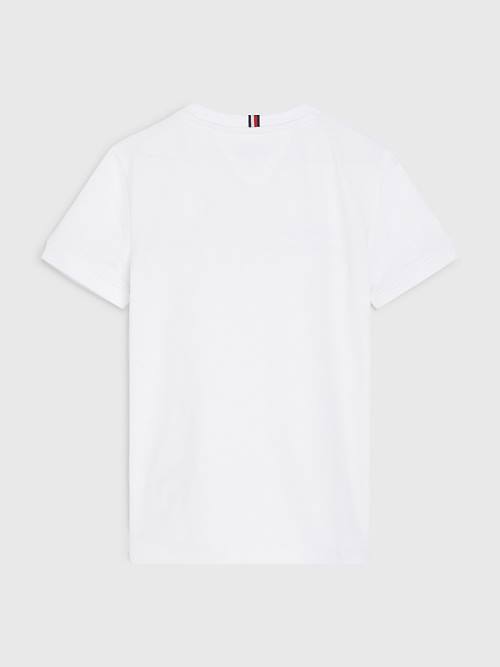 White Tommy Hilfiger Logo Tape Organic Cotton Boys' T Shirts | TH109IYS