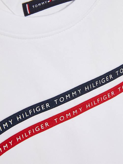 White Tommy Hilfiger Logo Tape Organic Cotton Boys' T Shirts | TH109IYS