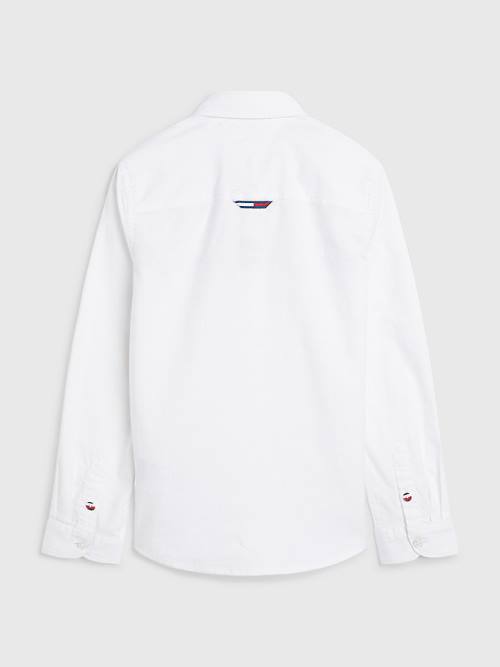 White Tommy Hilfiger Logo Tape Oxford Boys' Shirts | TH479TCF