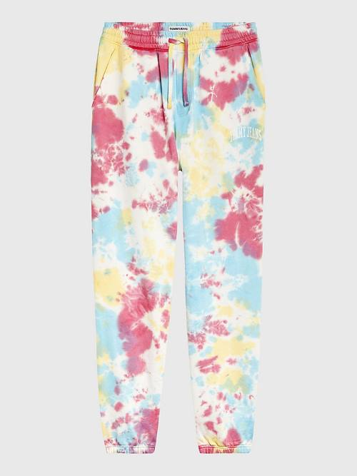 White Tommy Hilfiger Logo Tie-Dye Joggers Men's Pants | TH243XES