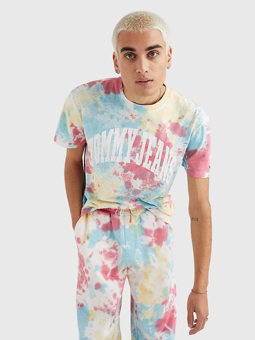 White Tommy Hilfiger Logo Tie-Dye Men\'s T Shirts | TH035SXJ