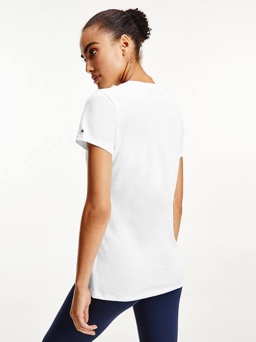 White Tommy Hilfiger Logo Women's T Shirts | TH073JPU