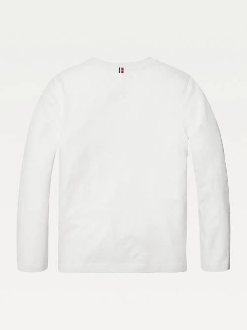 White Tommy Hilfiger Long-Sleeve Organic Cotton Boys' T Shirts | TH562VCT