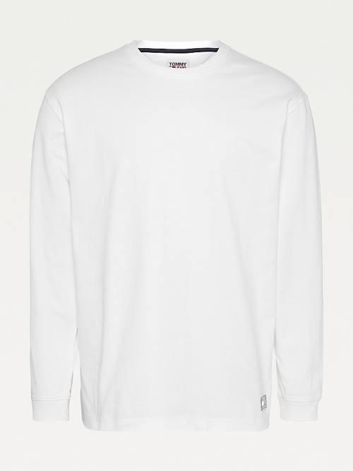 White Tommy Hilfiger Long Sleeve Relaxed Fit Men's T Shirts | TH354VMO