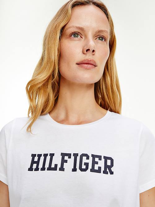 White Tommy Hilfiger Lounge Organic Cotton Women's T Shirts | TH960FLS