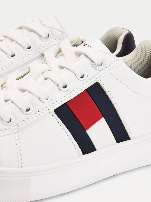 White Tommy Hilfiger Low-Top Flag Boys' Sneakers | TH056IHU