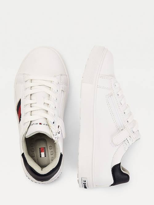 White Tommy Hilfiger Low-Top Flag Boys' Sneakers | TH056IHU