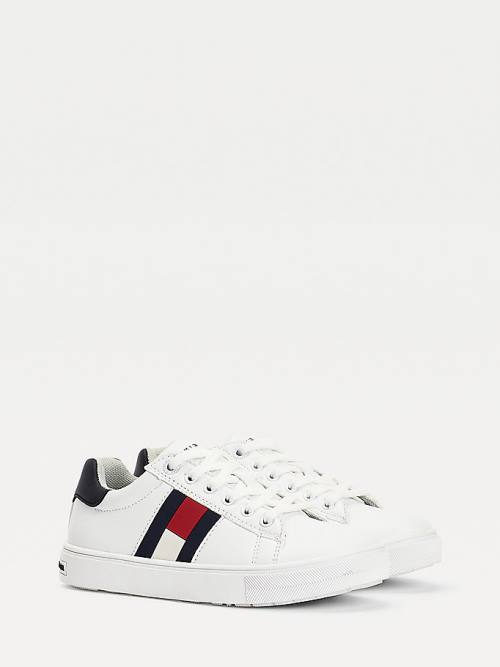 White Tommy Hilfiger Low-Top Flag Boys\' Sneakers | TH056IHU