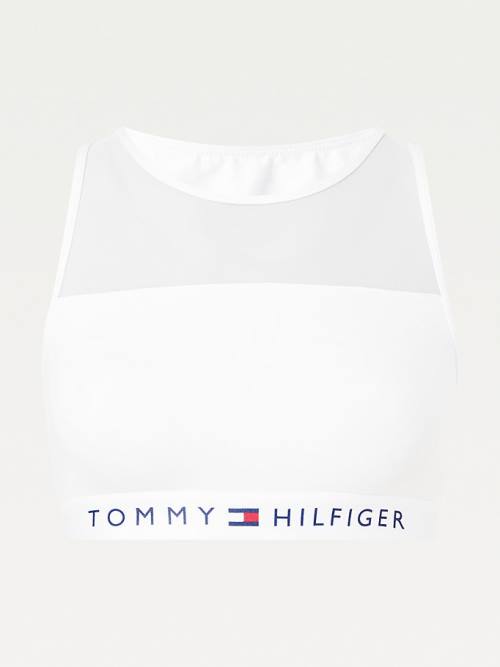 White Tommy Hilfiger Mesh Panel Bralette Women's Underwear | TH148WLV