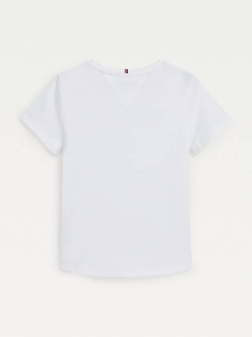 White Tommy Hilfiger Metallic Signature Logo Girls' T Shirts | TH631MGL