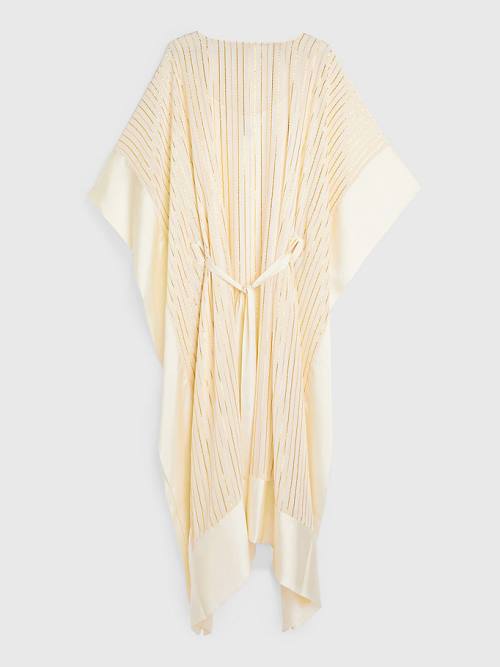 White Tommy Hilfiger Metallic Stripe Kaftan Women's Dress | TH687HTX