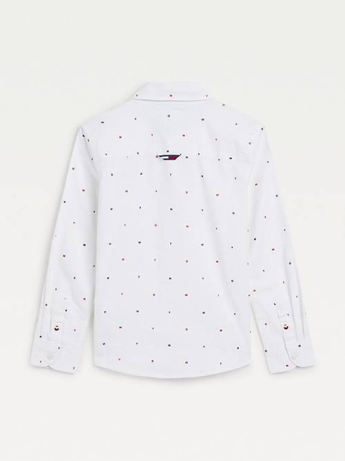 White Tommy Hilfiger Micro Print Oxford Boys' Shirts | TH627PCW