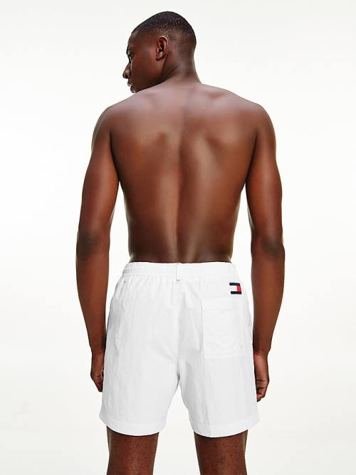 White Tommy Hilfiger Mid Length Drawstring Shorts Men's Swimwear | TH509QYR