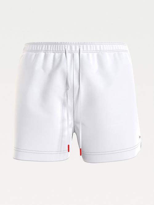 White Tommy Hilfiger Mid Length Drawstring Shorts Men's Swimwear | TH509QYR