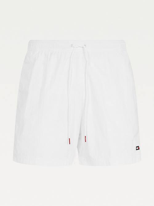 White Tommy Hilfiger Mid Length Drawstring Shorts Men's Swimwear | TH509QYR